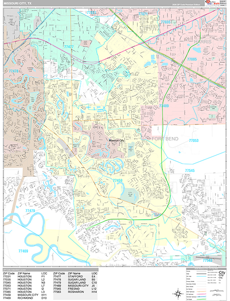 Missouri City Wall Map